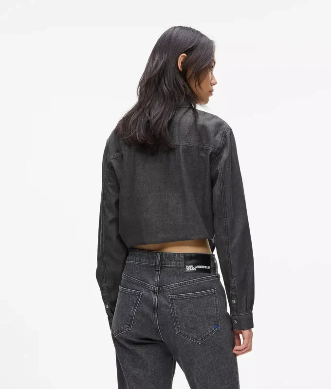 Denimskjorte med bindebånd foran