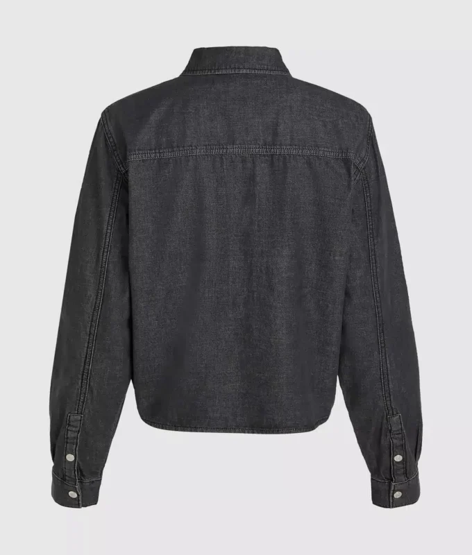 Denimskjorte med bindebånd foran