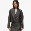 Distressed blazer i imiteret læder