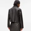 Distressed blazer i imiteret læder