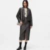 Distressed blazer i imiteret læder