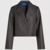 Distressed blazer i imiteret læder
