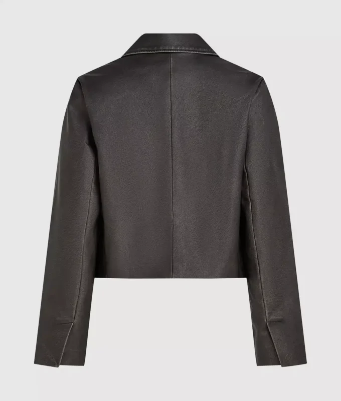 Distressed blazer i imiteret læder