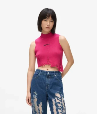 Distressed strikket top