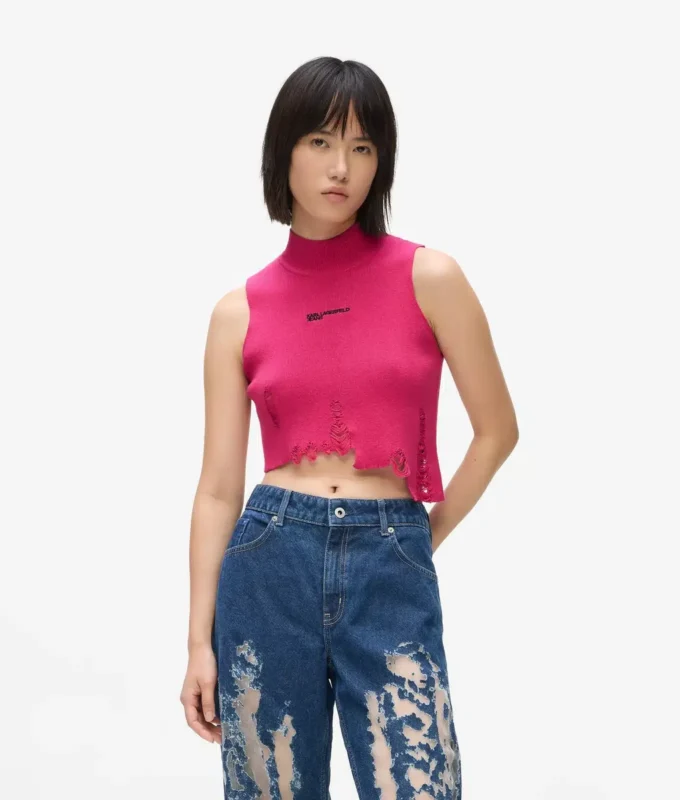 Distressed strikket top