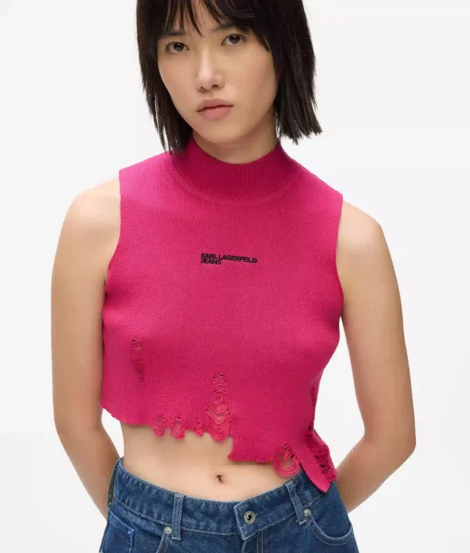 Distressed strikket top