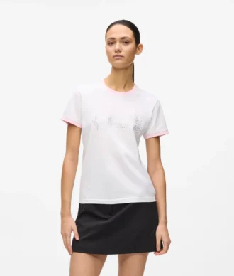 Eksklusiv T-shirt med rhinestone-logo