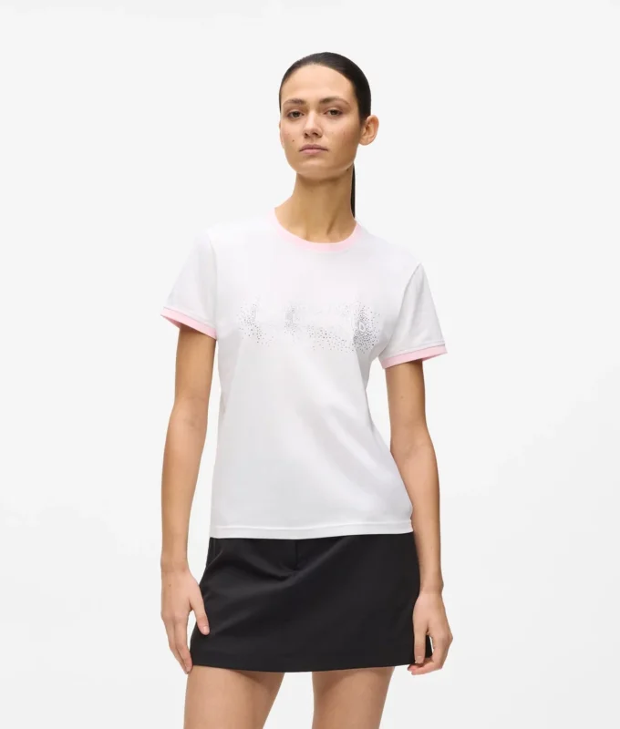 Eksklusiv T-shirt med rhinestone-logo