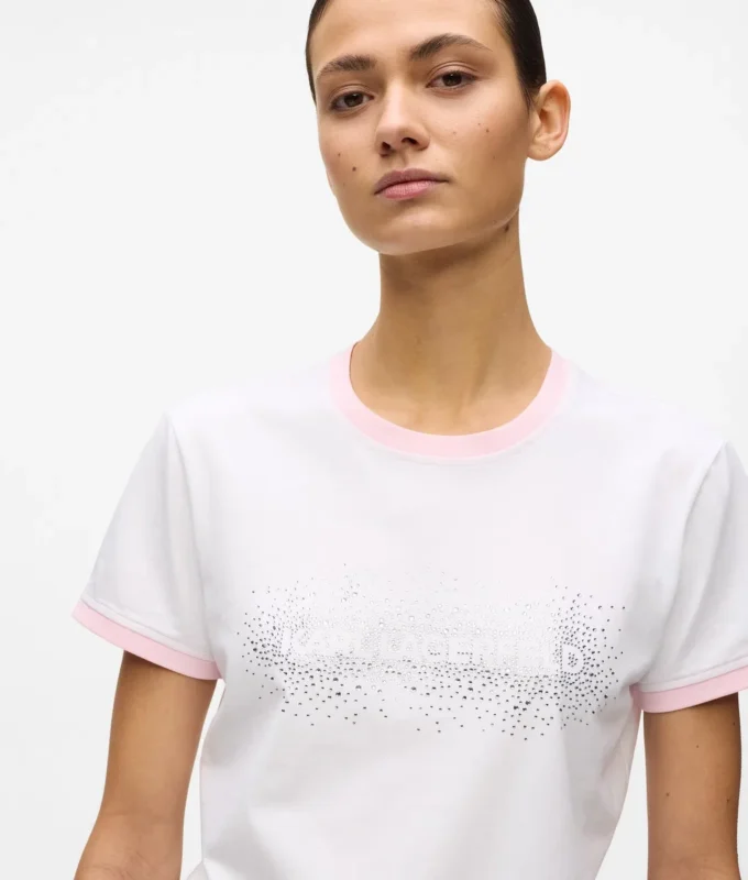 Eksklusiv T-shirt med rhinestone-logo