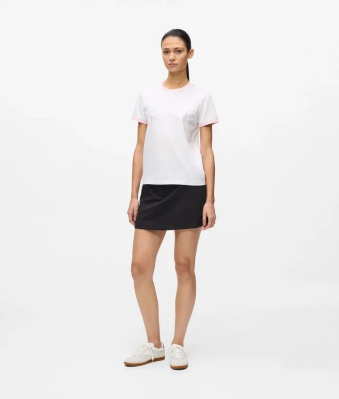 Eksklusiv T-shirt med rhinestone-logo