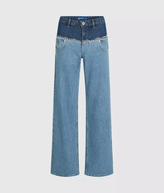Farveblokerede, afslappede jeans