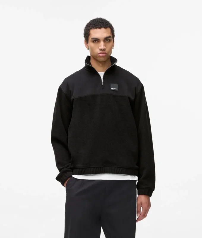 Fleece-sweatshirt med halv lynlås