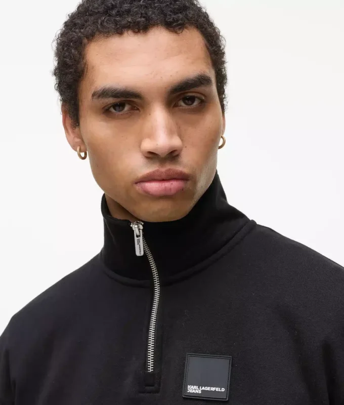 Fleece-sweatshirt med halv lynlås
