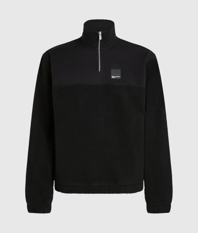 Fleece-sweatshirt med halv lynlås
