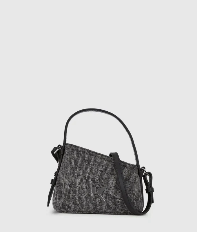 Geo mini crossbody-taske i denim