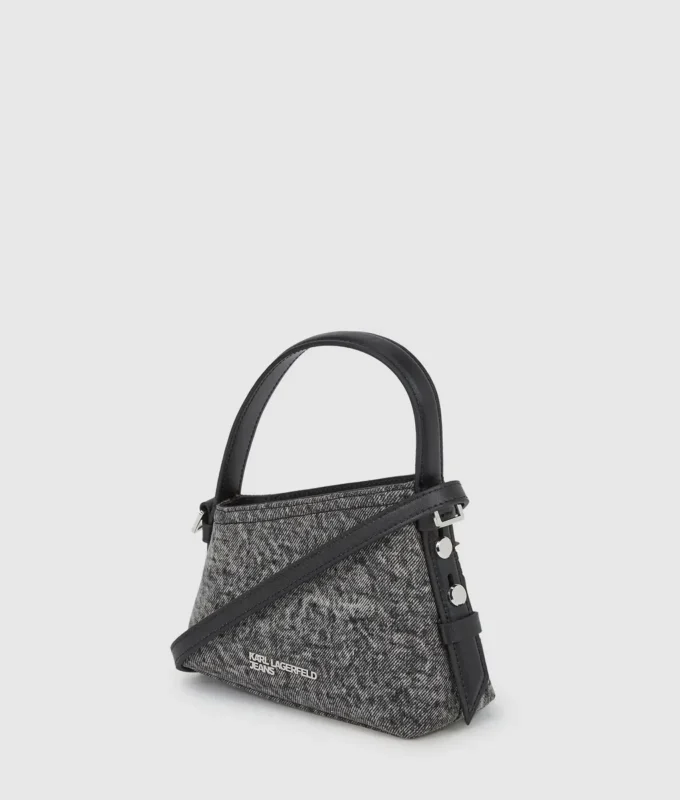 Geo mini crossbody-taske i denim