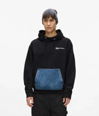 Hættetrøje med denimlommer