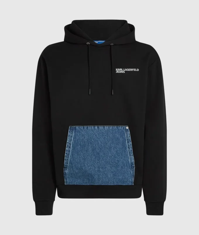 Hættetrøje med denimlommer