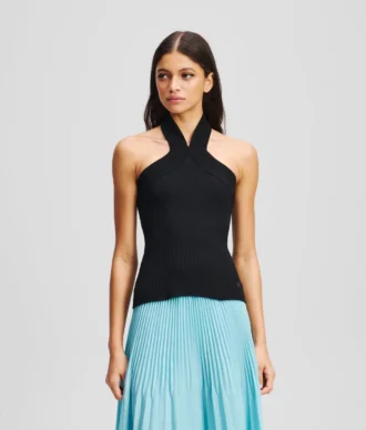 HALTERNECK STRIKKET TOP