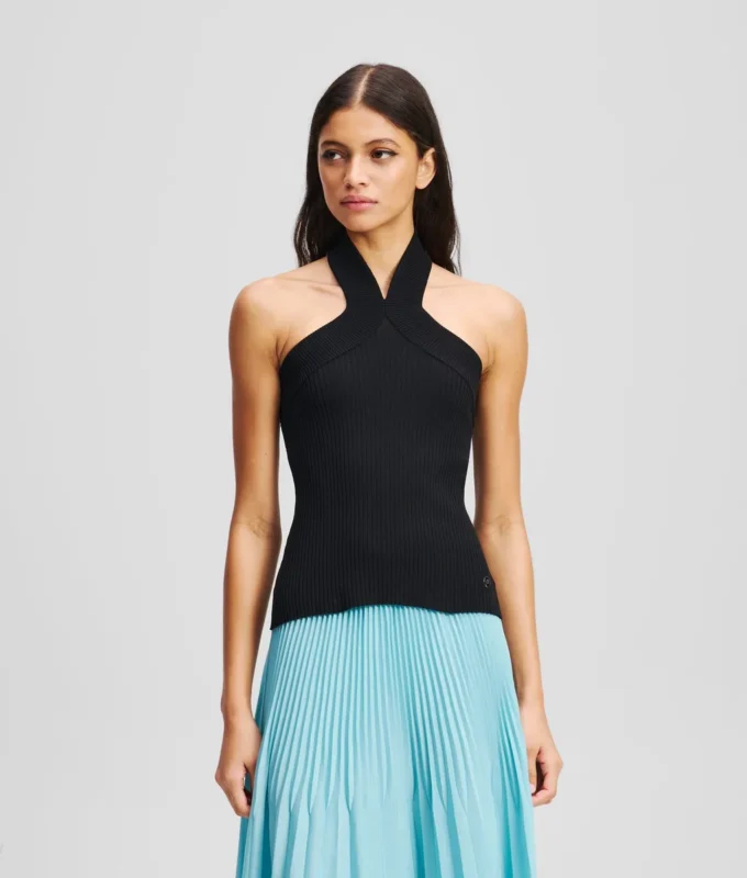 HALTERNECK STRIKKET TOP