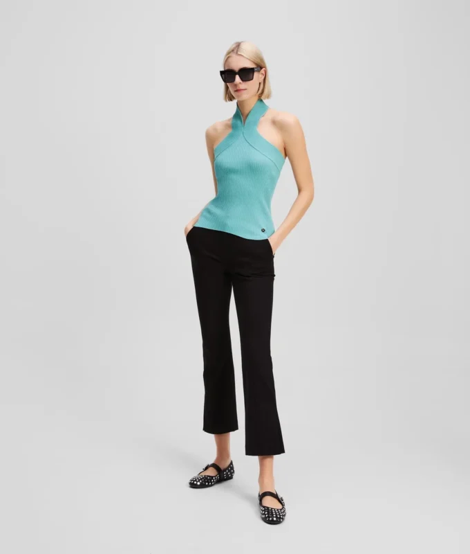 HALTERNECK STRIKKET TOP