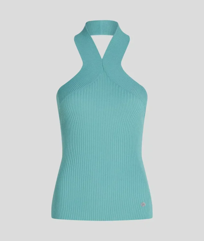 HALTERNECK STRIKKET TOP