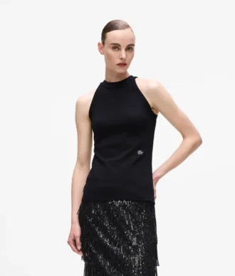 Halterneck-top med rhinestones