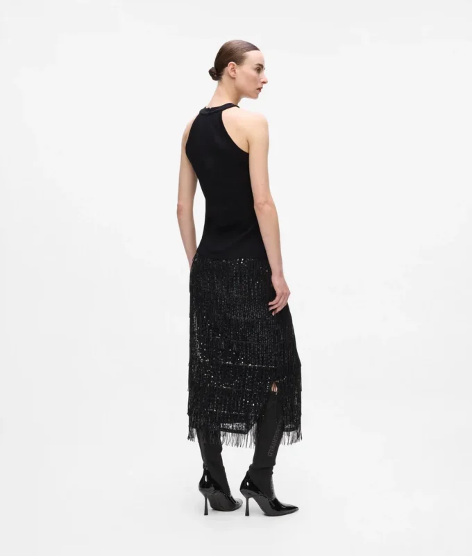 Halterneck-top med rhinestones