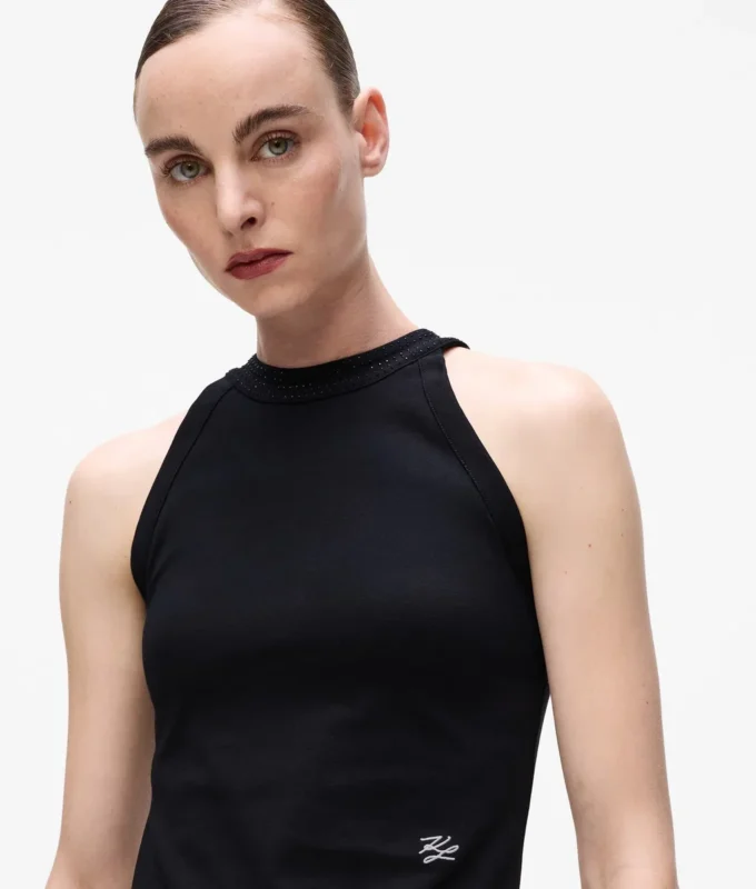 Halterneck-top med rhinestones