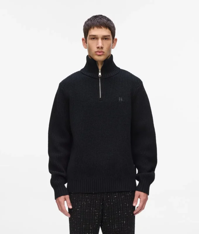 Halvzip-rullekravesweater