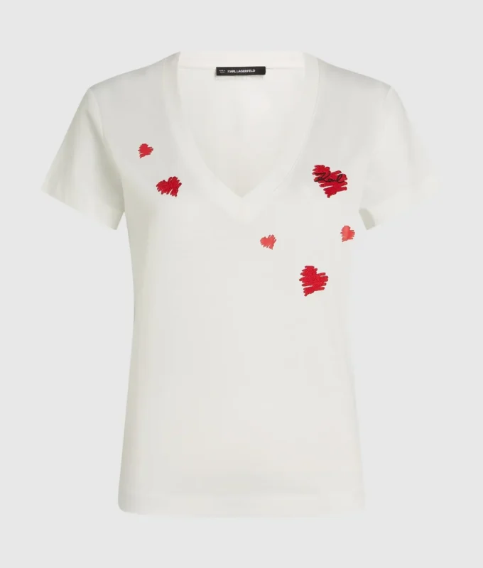 Hjerter V-hals T-shirt