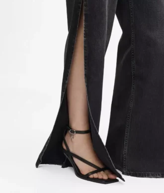 Højtaljede, lige jeans med splitben