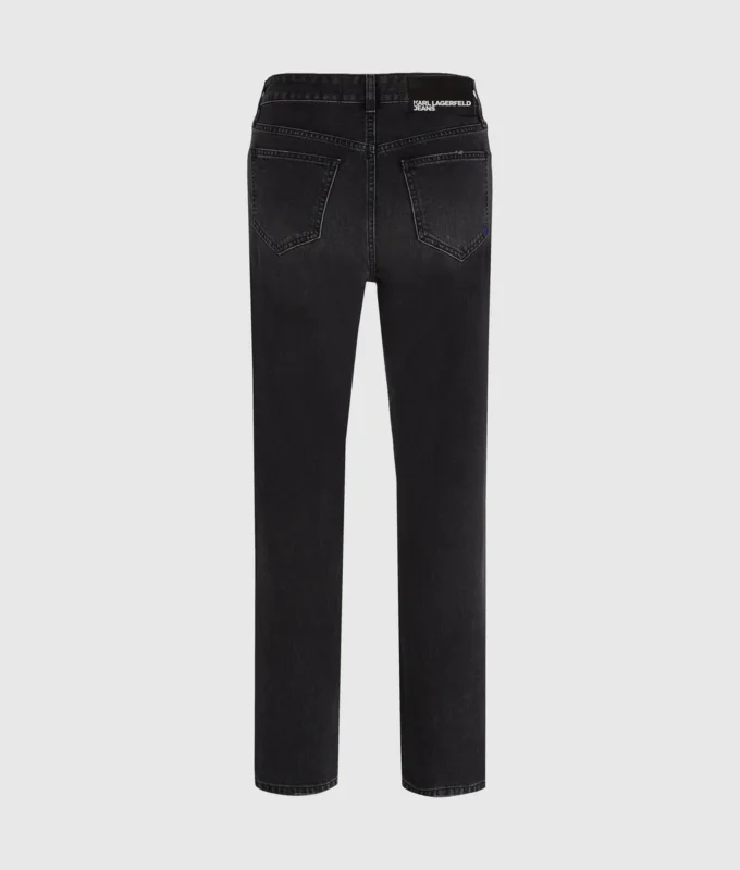 Højtaljede, lige jeans med splitben