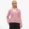 Ikon stribet langærmet poloshirt
