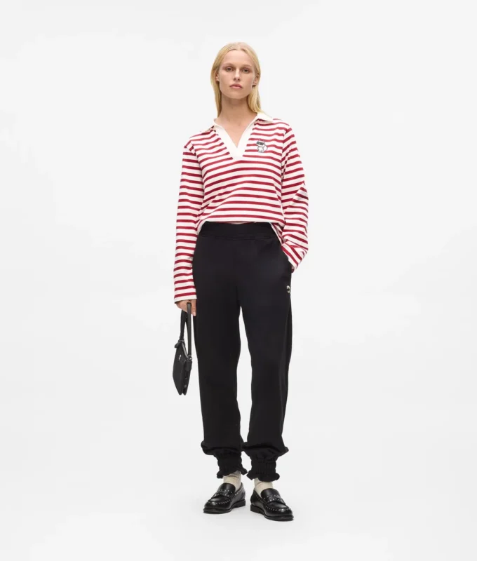 Ikon stribet langærmet poloshirt