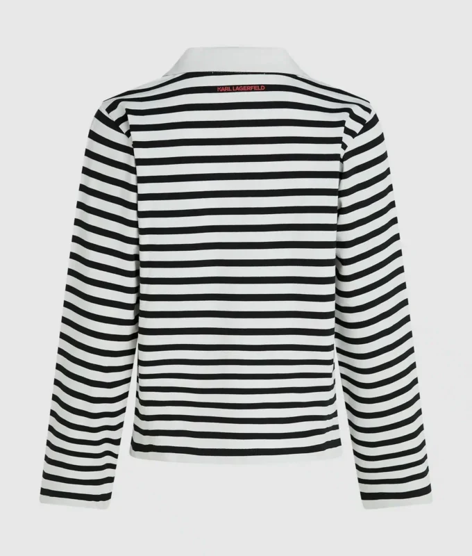 Ikon stribet langærmet poloshirt