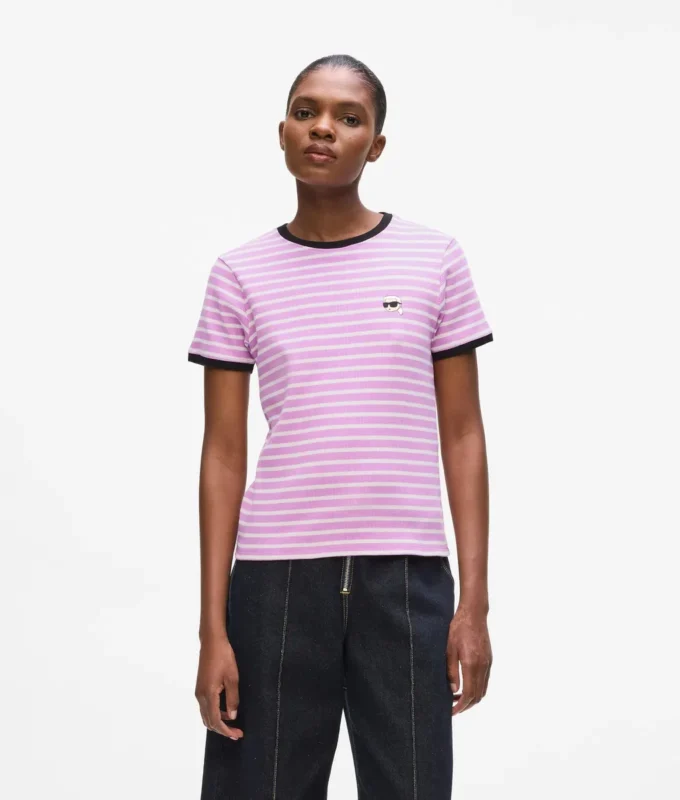 Ikon stribet rib-T-shirt