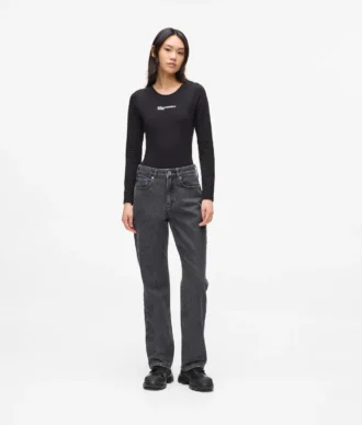 Jeans med høj talje og lige ben