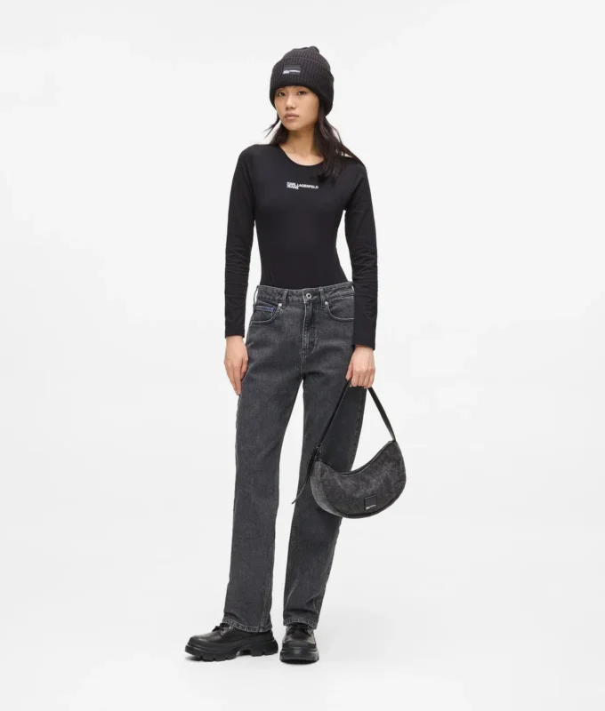 Jeans med høj talje og lige ben