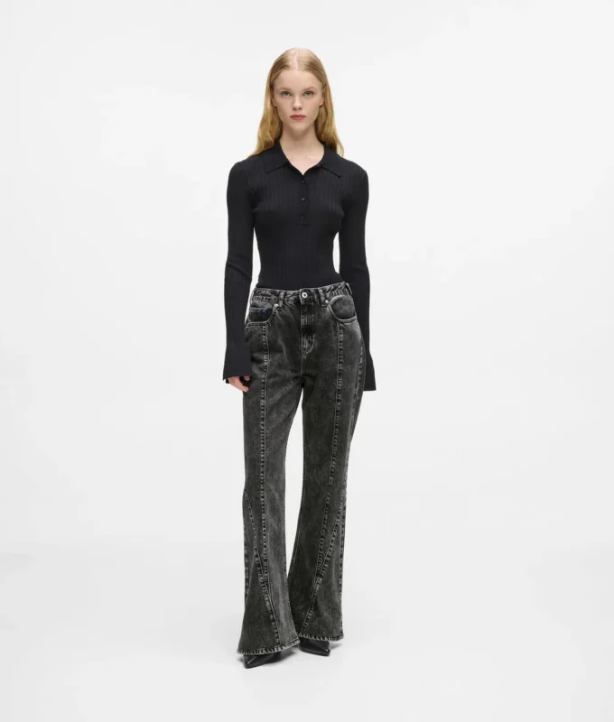 Jeans med høj talje og udvidede ben