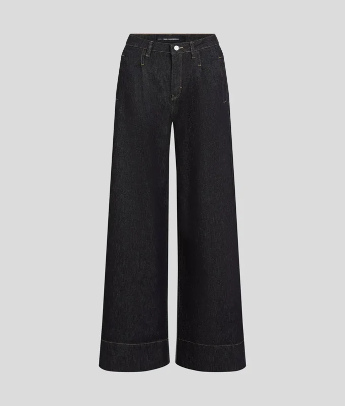 JEANS MED KONTRASTSTING OG BREDE BEN