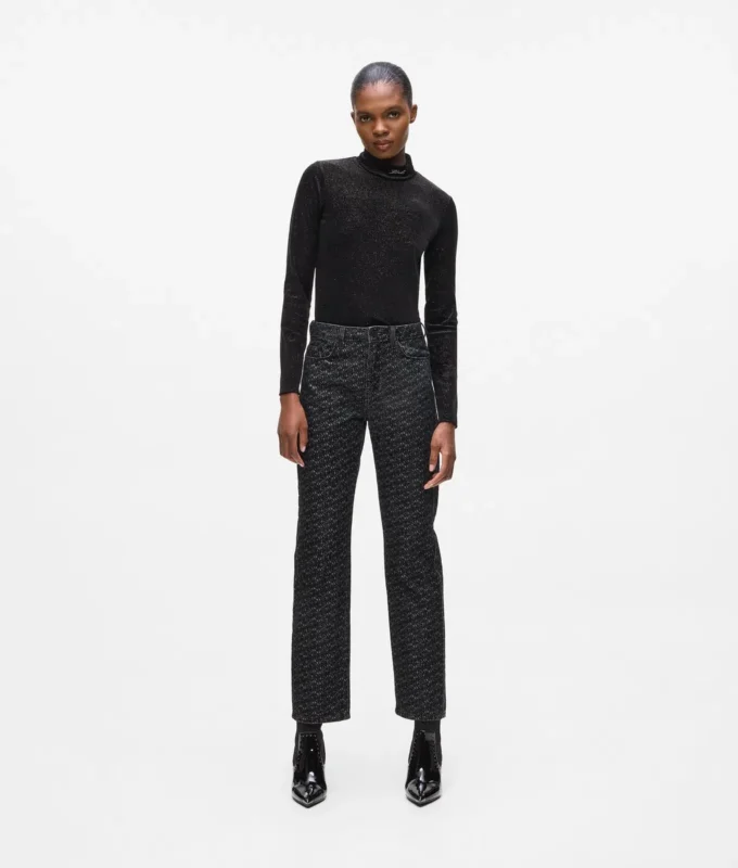 Jeans med print overalt