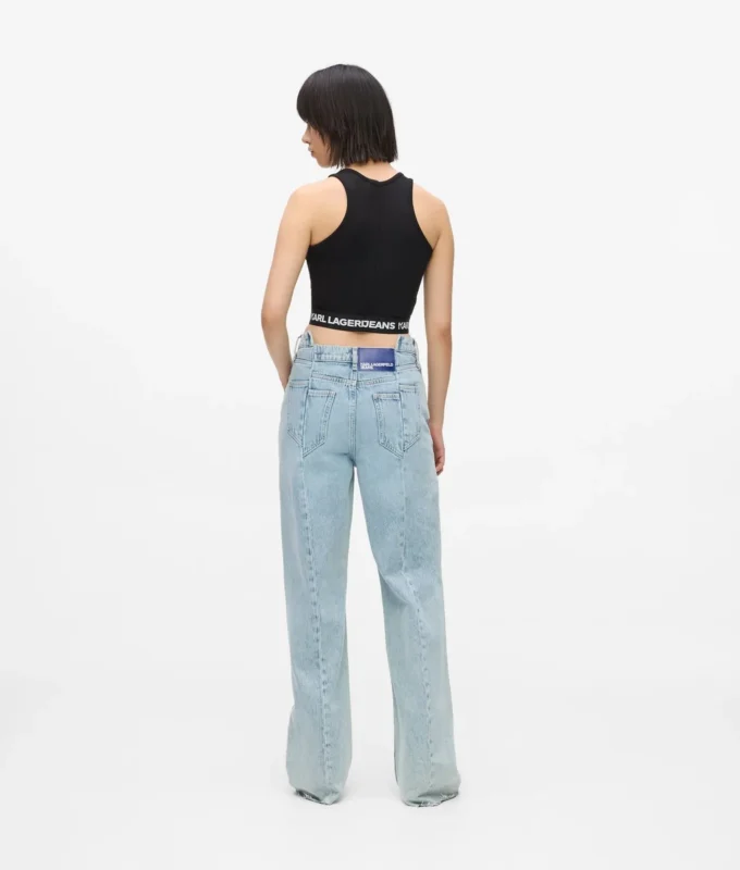Jeans med søm og afslappet pasform i mellemhøj talje