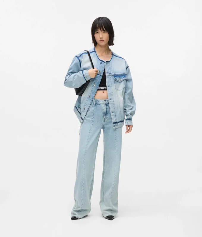 Jeans med søm og afslappet pasform i mellemhøj talje