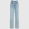 Jeans med søm og afslappet pasform i mellemhøj talje