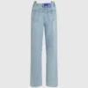 Jeans med søm og afslappet pasform i mellemhøj talje