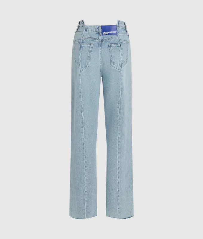 Jeans med søm og afslappet pasform i mellemhøj talje