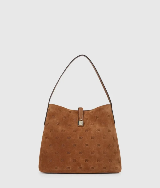 K/Autograph hobo-taske i ruskind med hængelås