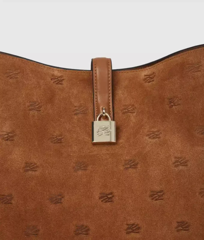 K/Autograph hobo-taske i ruskind med hængelås