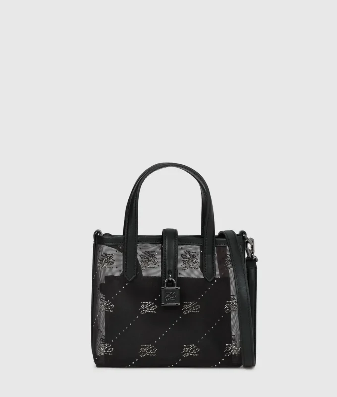 K/Autograph padlock rhinestone tote bag